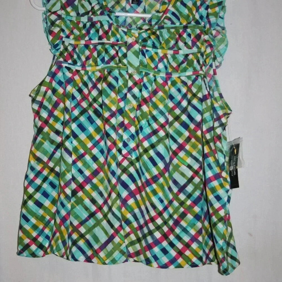 Zac and Rachel Flowy Sleeveless Top with Ruffles at Neckline Flutter Sleeves NWT - Picture 2 of 16